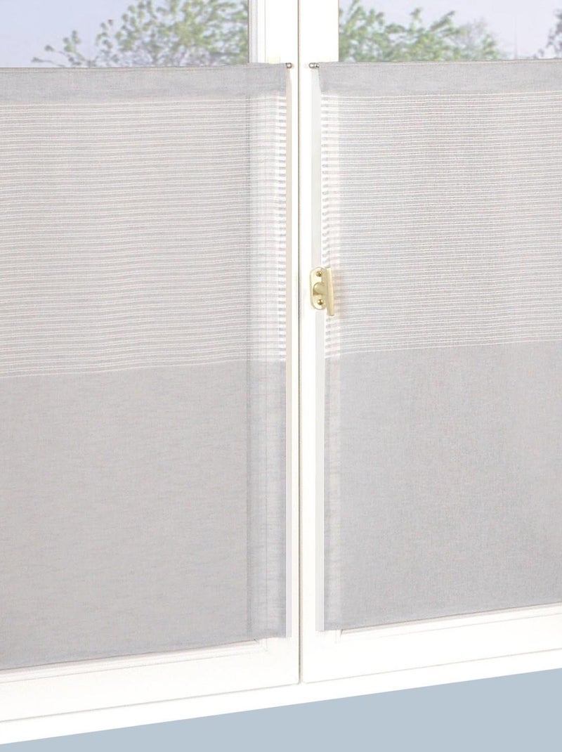 Paire de vitrages parement rayé Gris perle - Kiabi