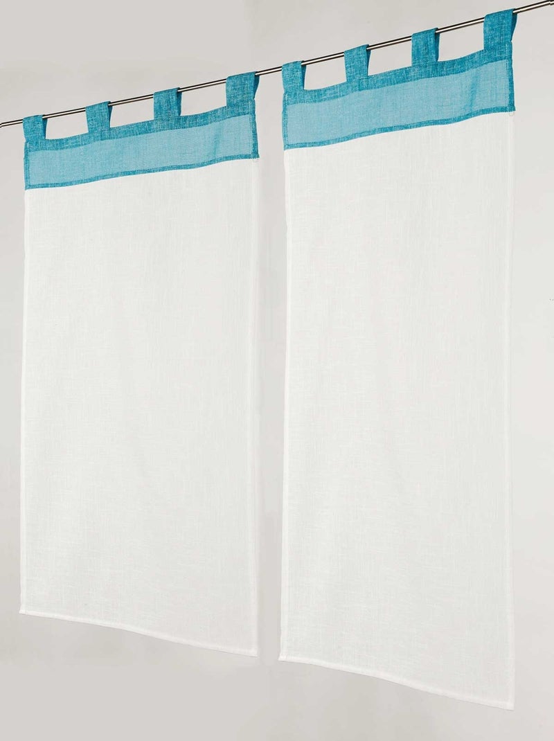 Paire de Vitrages Voile Aspect Lin Bleu - Kiabi