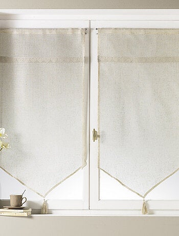 Paire de voilage à parement haut en macramé "coeur