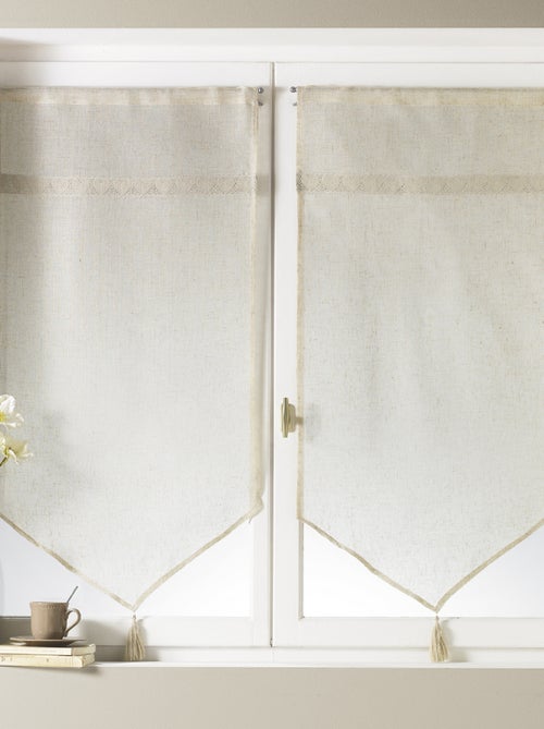 Paire de voilage à parement haut en macramé "coeur" - Kiabi