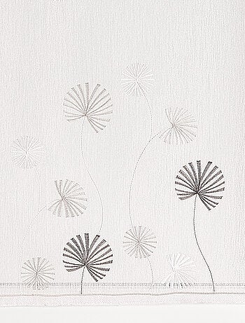 Paire de voilage en étamine brodée ton sur ton