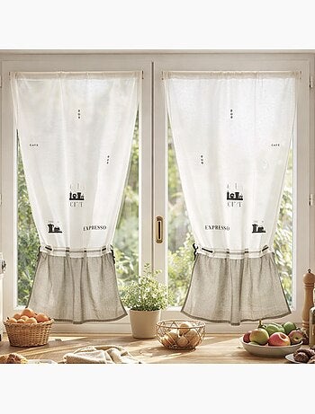 Paire de Voilage Etamine Avec Broderie 'Expresso'