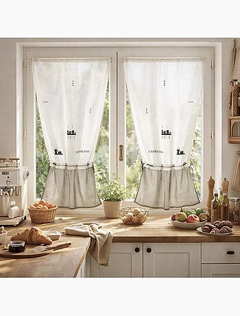 Paire de Voilage Etamine Avec Broderie 'Expresso'