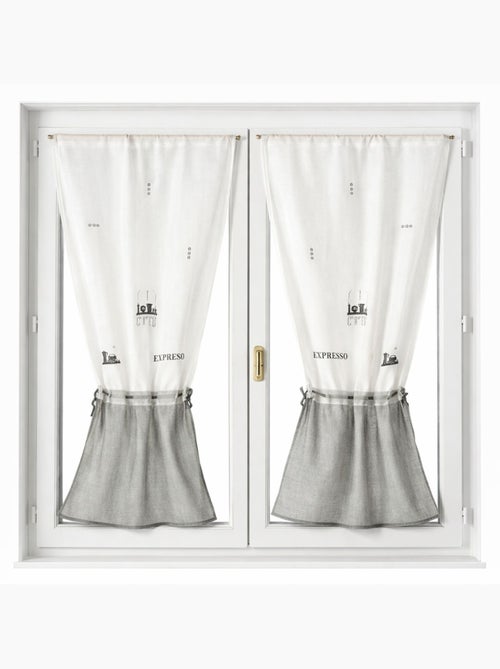 Paire de Voilage Etamine Avec Broderie 'Expresso' - Kiabi