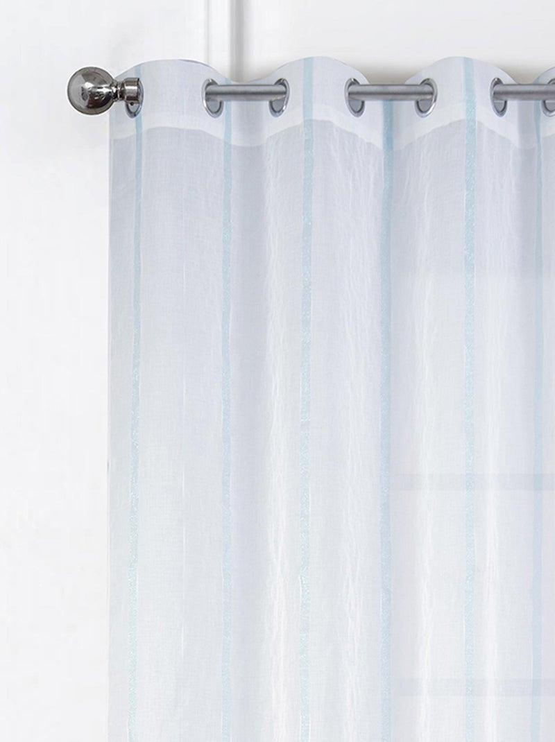 Paire de voilages à bandes verticales brillantes Bleu - Kiabi