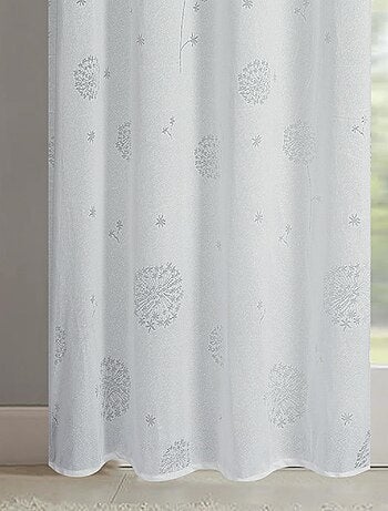 Paire de voilages à oeillets fleurs - Effet tissé