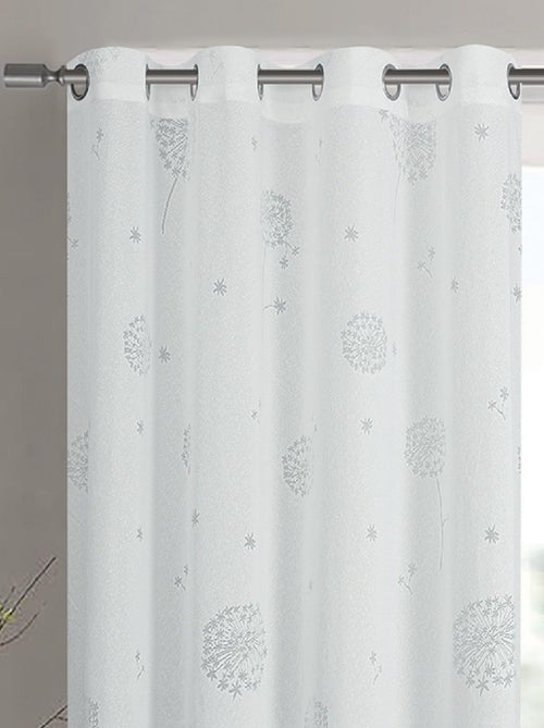 Paire de voilages à oeillets fleurs  - Effet tissé - Kiabi