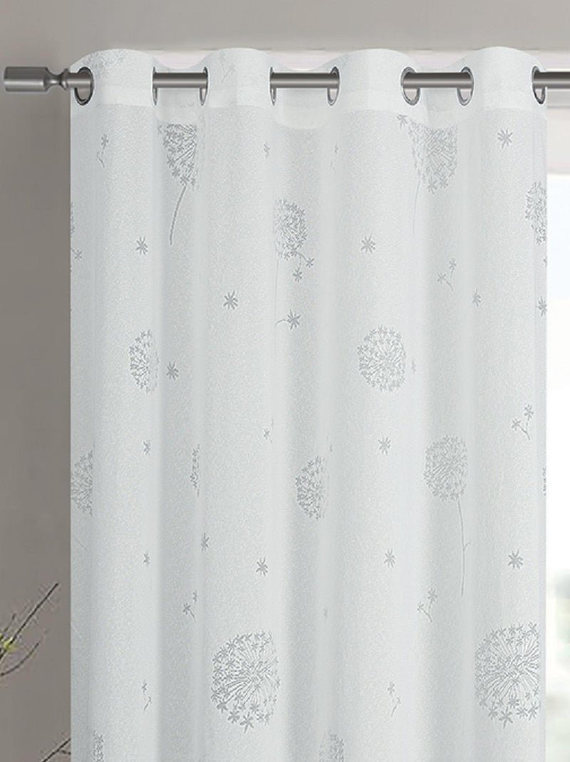 Paire de voilages à oeillets fleurs  - Effet tissé Blanc - Kiabi