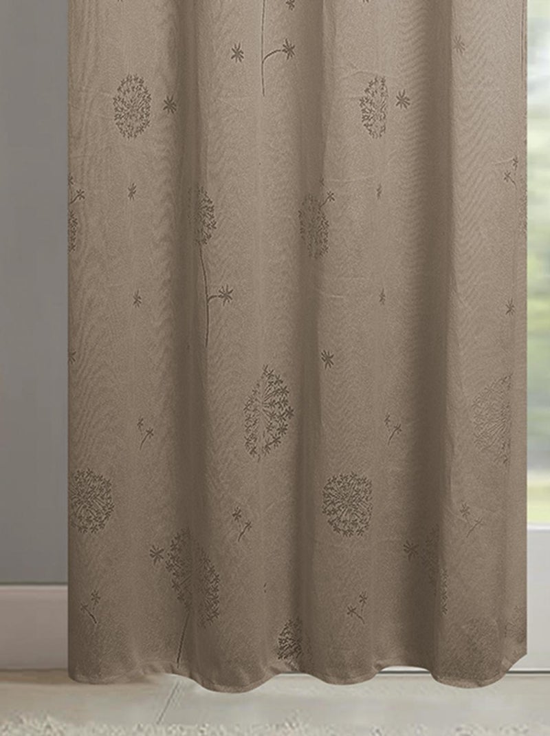 Paire de voilages à oeillets fleurs  - Effet tissé Taupe - Kiabi