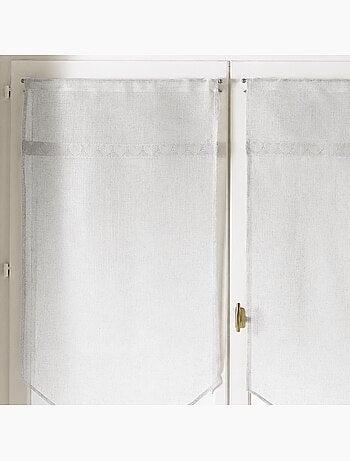 Paire de voilages à parement en macramé cœurs