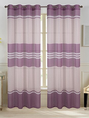 Paire de voilages à rayures horizontales