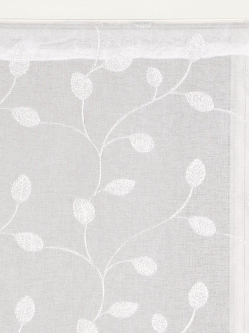 Paire de voilages brodé feuilles, vitrage finition passe-tringle. - Kiabi