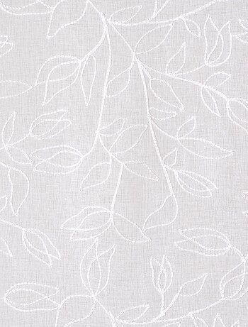 Paire de voilages brodé feuilles, vitrage finition passe-tringle.
