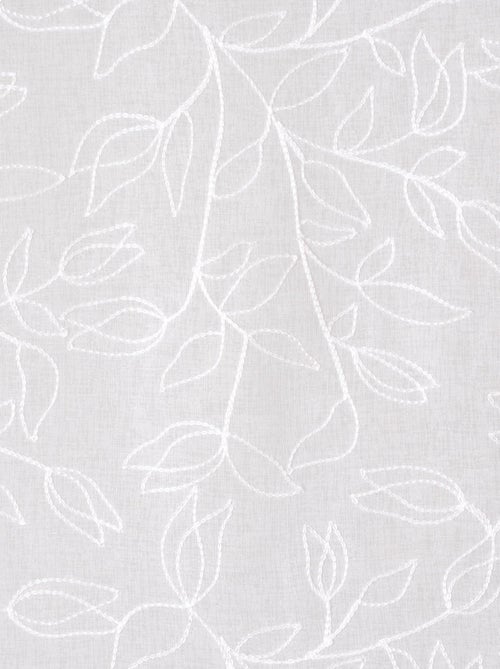 Paire de voilages brodé feuilles, vitrage finition passe-tringle. - Kiabi