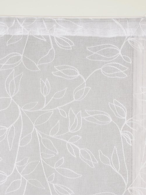 Paire de voilages brodé feuilles, vitrage finition passe-tringle. - Kiabi