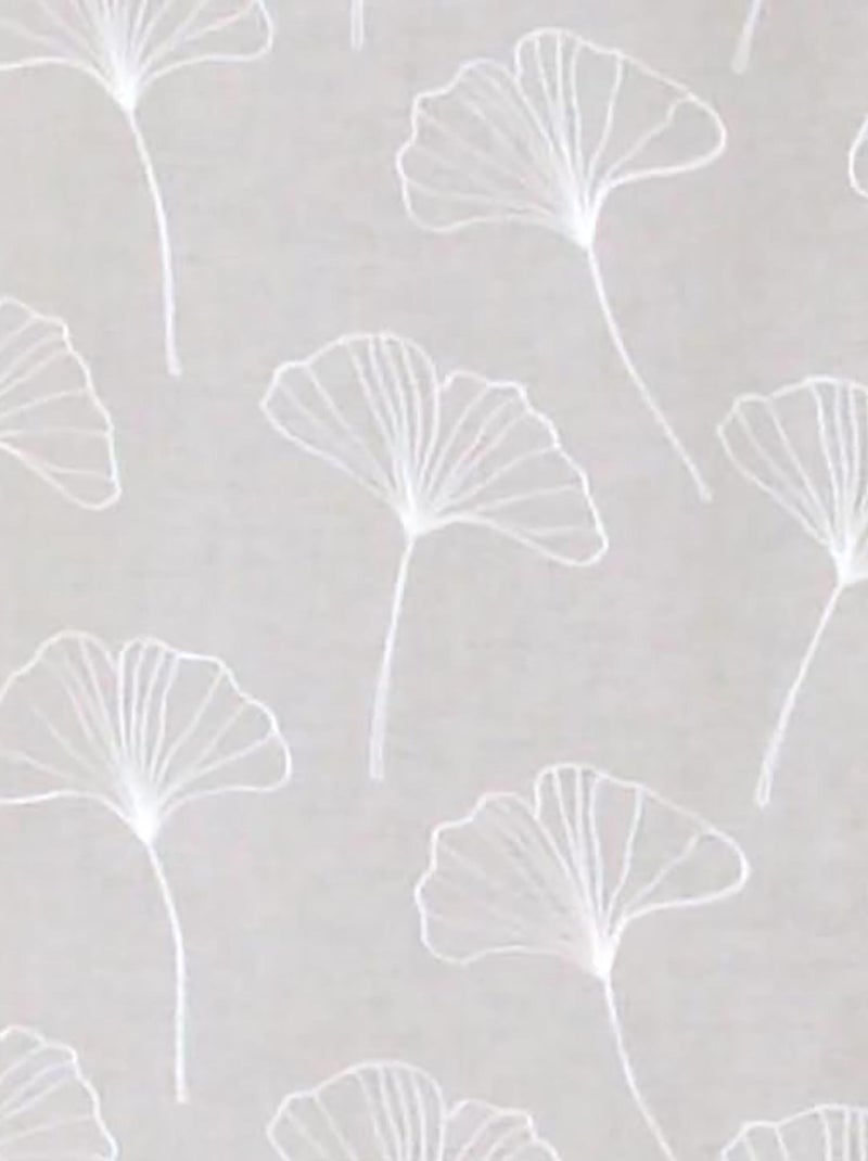 Paire de voilages brodé feuilles, vitrage finition passe-tringle. Blanc - Kiabi