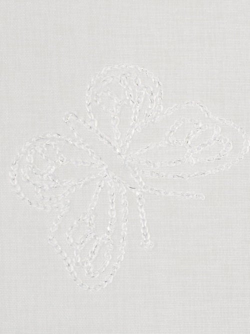 Paire de voilages brodé papillons, vitrage finition passe-tringle. - Kiabi