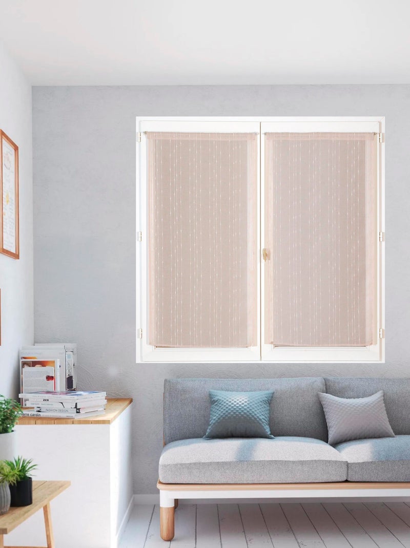 Paire de voilages brodé, vitrage finition passe-tringle. Beige - Kiabi
