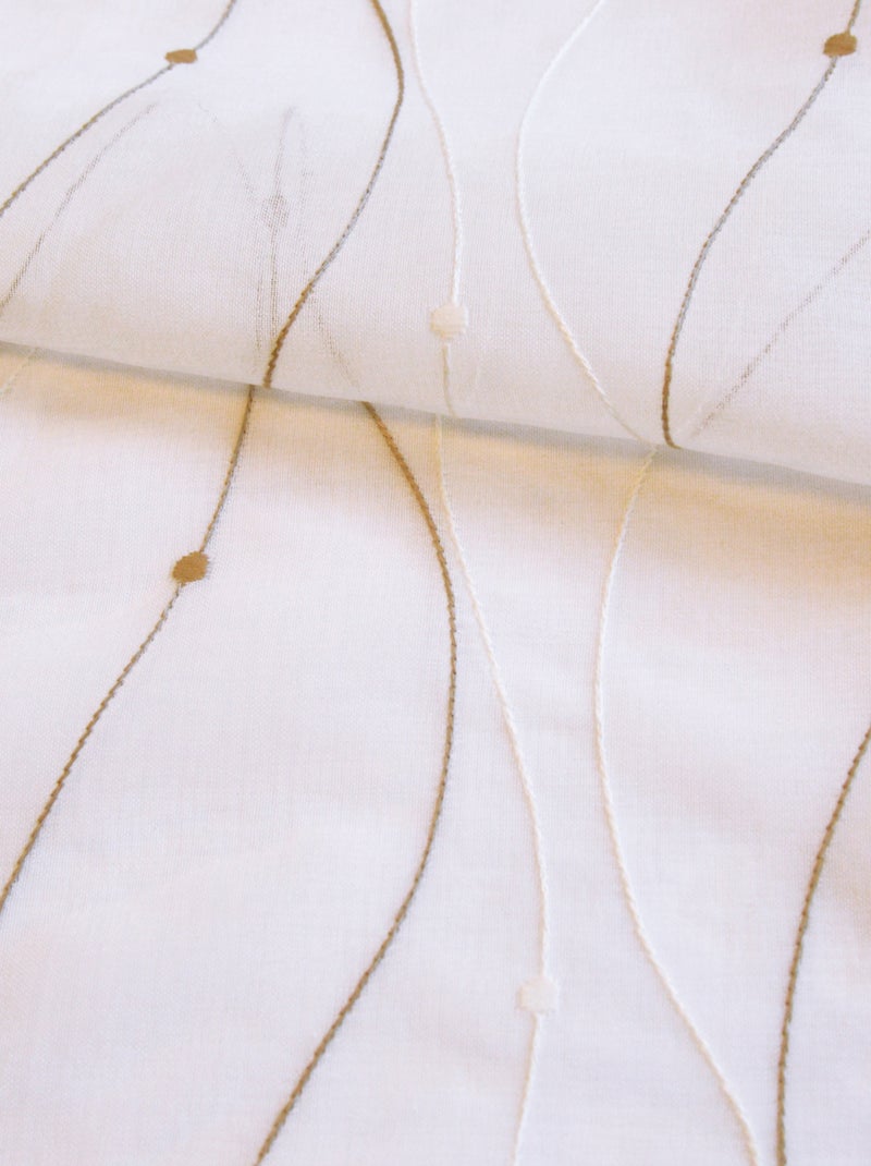 Paire de voilages brodée vague pour fenêtre Beige - Kiabi