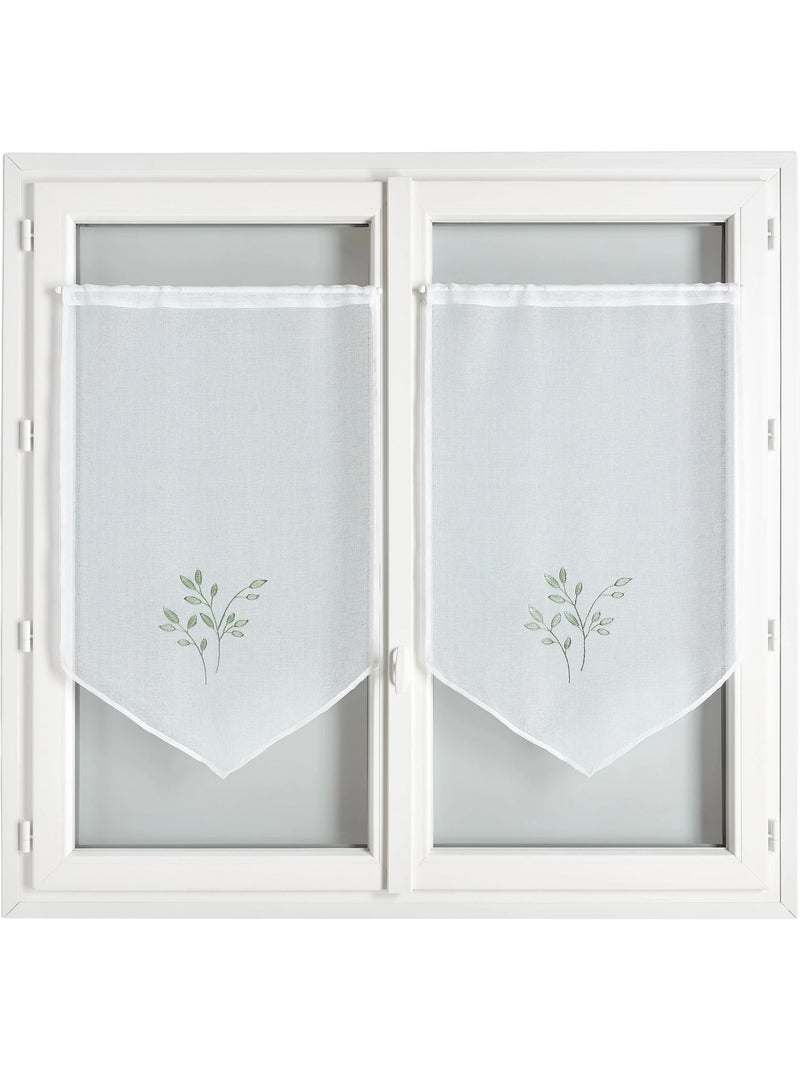 Paire de voilages brodées Vert olive - Kiabi