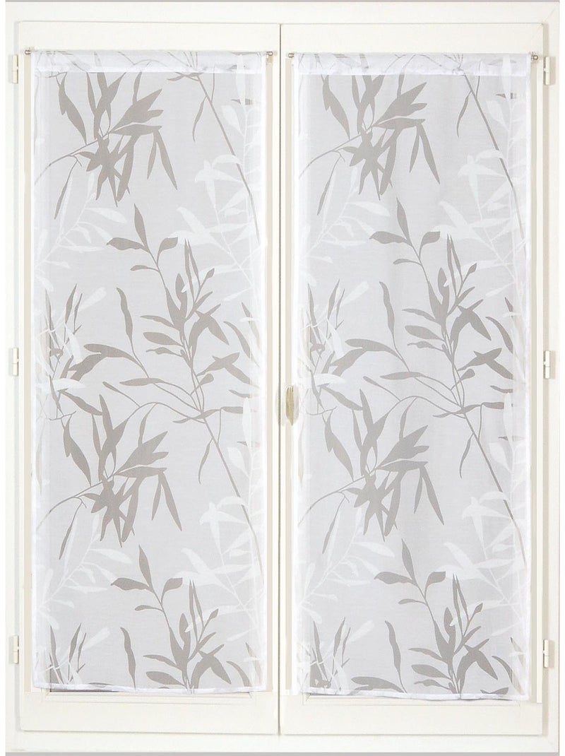 Paire de Voilages Dévoré feuilles de bambou, finition passe-tringle, vitrages. Blanc - Kiabi
