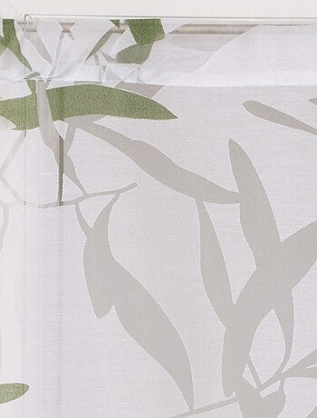 Paire de Voilages Dévoré feuilles de bambou, finition passe-tringle, vitrages.