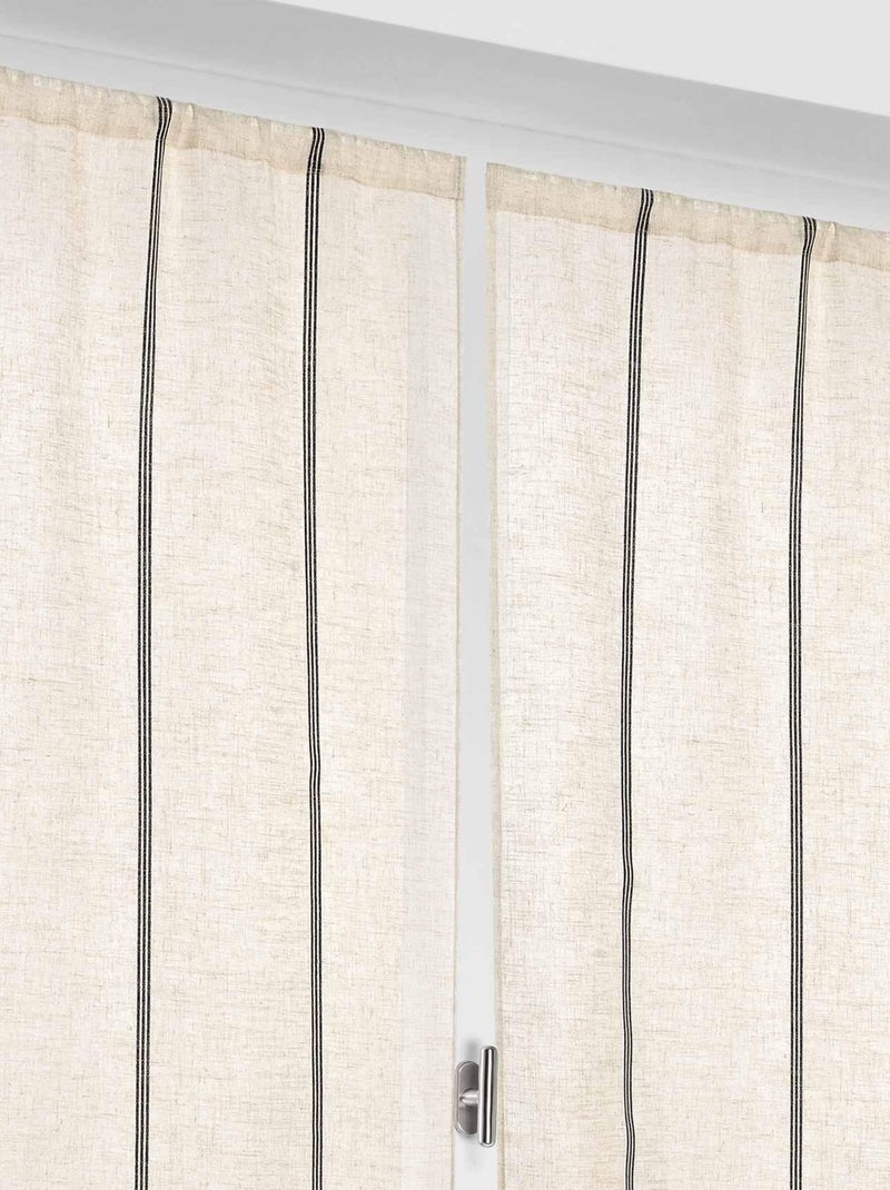 Paire de voilages droits à rayures Beige - Kiabi
