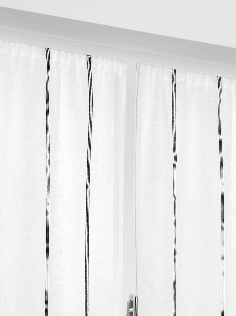 Paire de voilages droits à rayures Blanc cassé - Kiabi