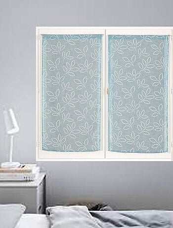 Paire de Voilages Effet Lin Imprimé Gomme, finition passe-tringle, vitrages.