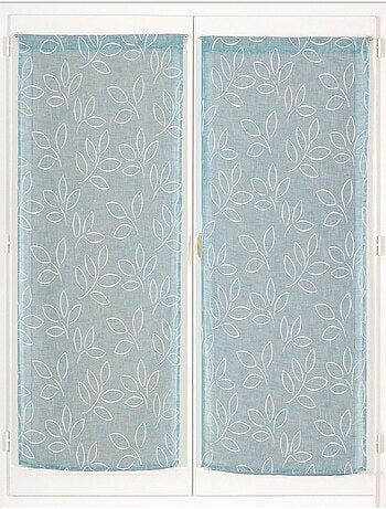 Paire de Voilages Effet Lin Imprimé Gomme, finition passe-tringle, vitrages.