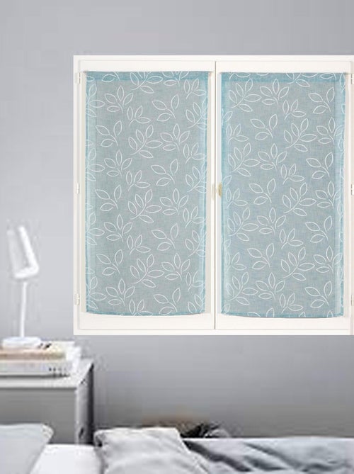 Paire de Voilages Effet Lin Imprimé Gomme, finition passe-tringle, vitrages. - Kiabi