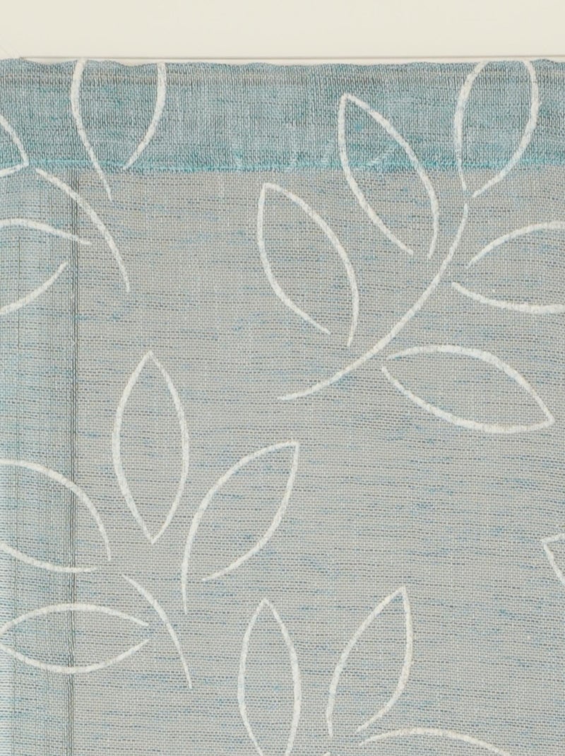 Paire de Voilages Effet Lin Imprimé Gomme, finition passe-tringle, vitrages. Bleu - Kiabi