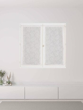 Paire de Voilages Effet Lin Imprimé Gomme, finition passe-tringle, vitrages.