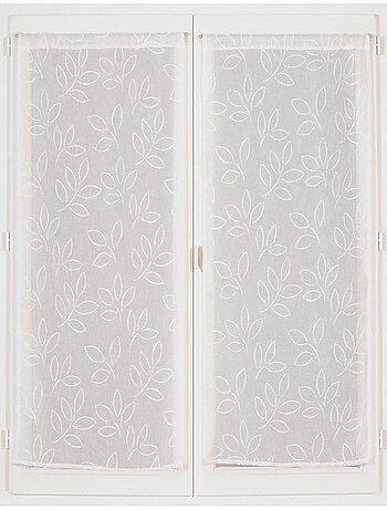 Paire de Voilages Effet Lin Imprimé Gomme, finition passe-tringle, vitrages.