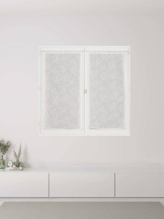 Paire de Voilages Effet Lin Imprimé Gomme, finition passe-tringle, vitrages.