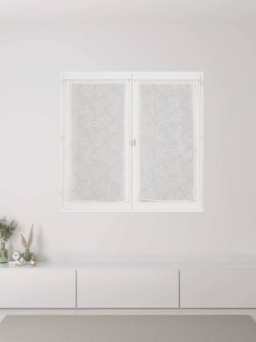 Paire de Voilages Effet Lin Imprimé Gomme, finition passe-tringle, vitrages. - Kiabi