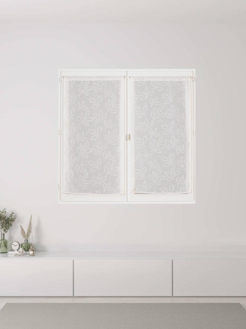 Paire de Voilages Effet Lin Imprimé Gomme, finition passe-tringle, vitrages. Ecru - Kiabi