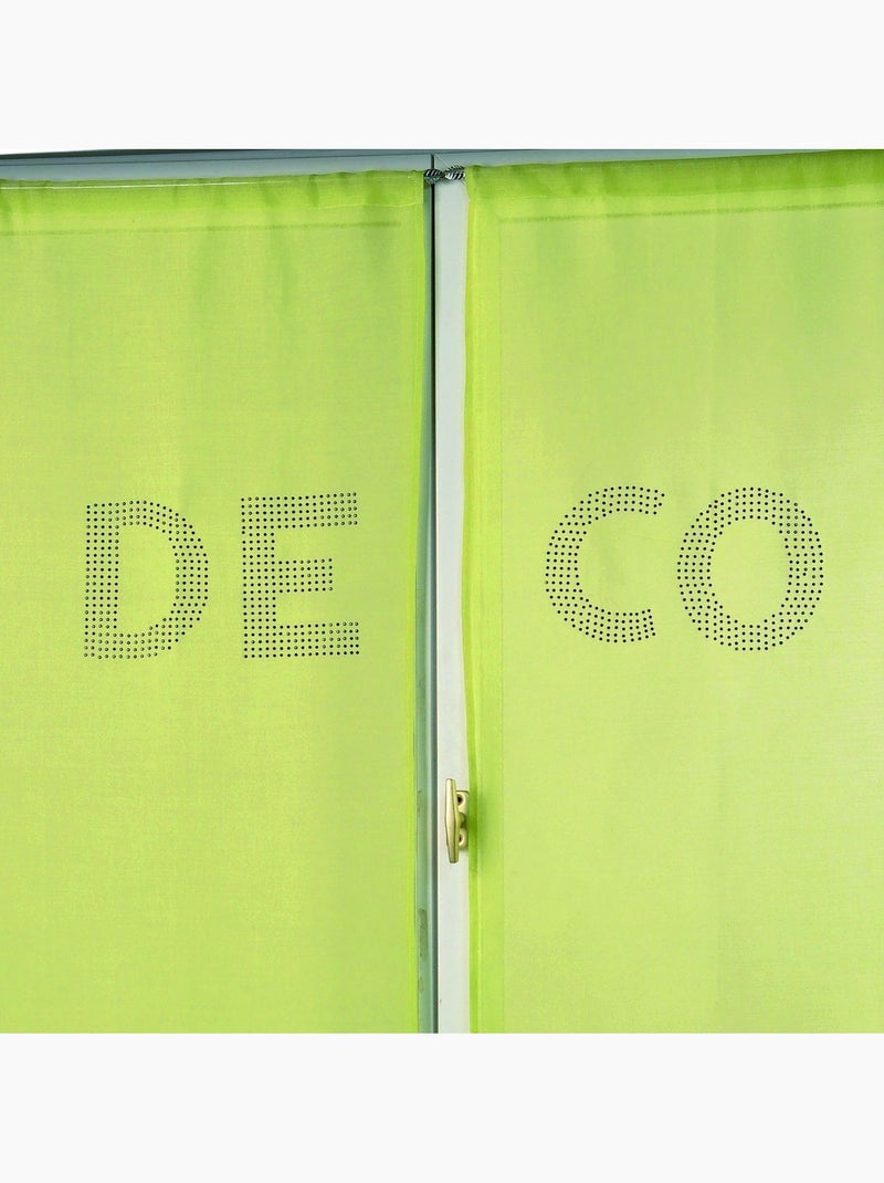 Paire de voilages étamine avec strass 'DECO' Vert clair - Kiabi