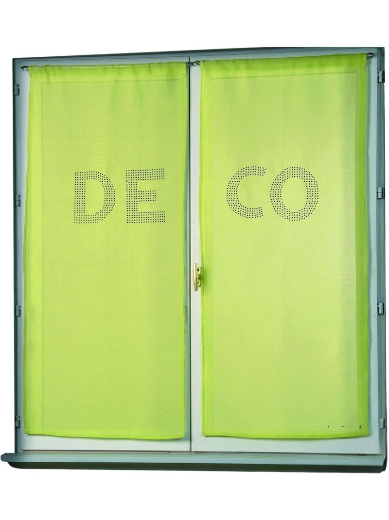 Paire de voilages étamine avec strass 'DECO' Vert clair - Kiabi