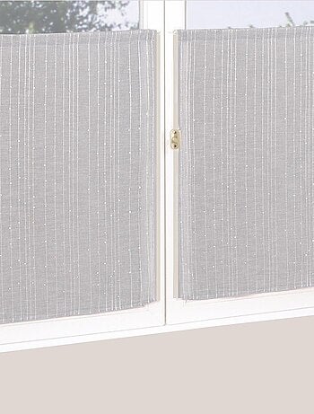 Paire de voilages étamine fil "sequins", vitrage finition passe-tringle.