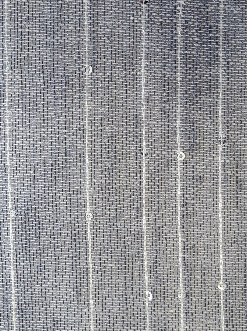 Paire de voilages étamine fil "sequins", vitrage finition passe-tringle. Gris Argenté - Kiabi