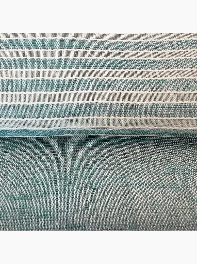 Paire de voilages étamine rayée dans le haut, vitrage finition passe-tringle. Bleu - Kiabi