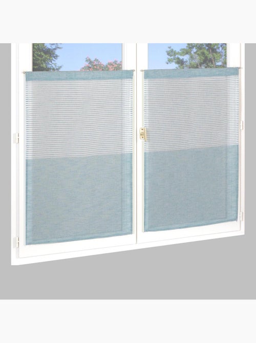 Paire de voilages étamine rayée dans le haut, vitrage finition passe-tringle. - Kiabi