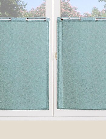 Paire de voilages étamine unie, vitrage finition œillets métal.