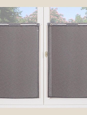 Paire de voilages étamine unie, vitrage finition œillets métal.