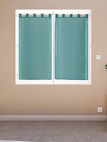 Paire de voilages étamine unie, vitrage finition pattes.