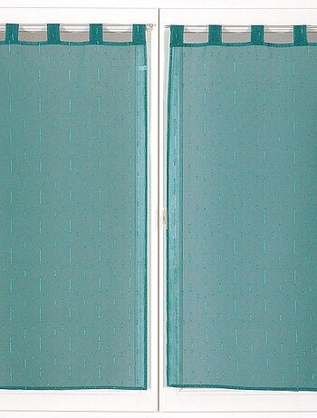 Paire de voilages étamine unie, vitrage finition pattes.