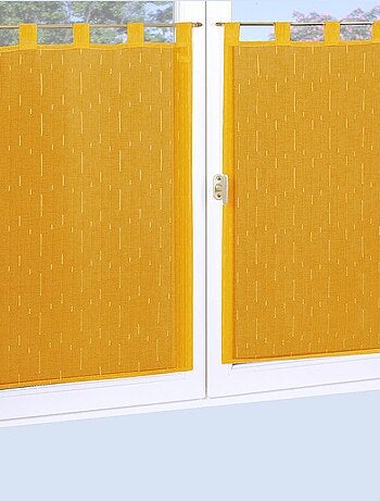 Paire de voilages étamine unie, vitrage finition pattes.