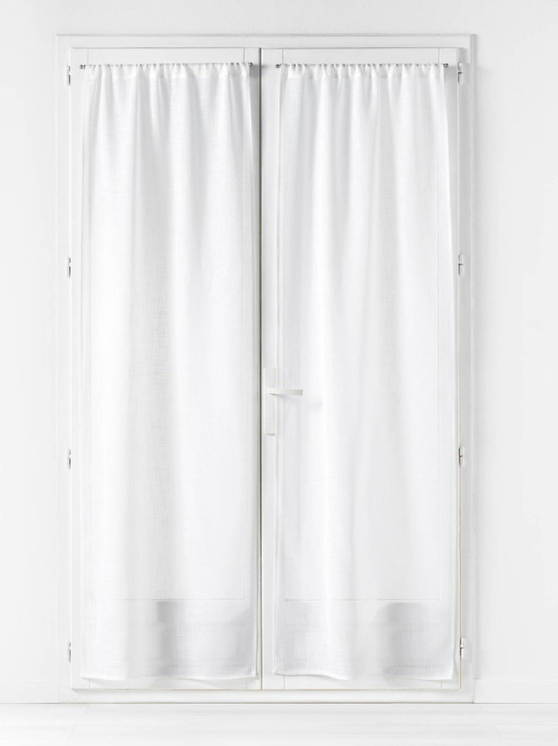 Paire de Voilages Haltona Blanc  - Effet Lin Tissé Blanc - Kiabi