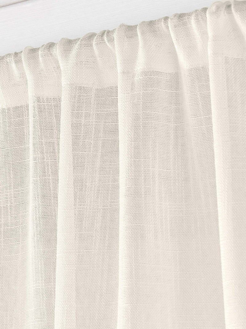 Paire de Voilages Haltona Blanc  - Effet Lin Tissé Bois naturel - Kiabi